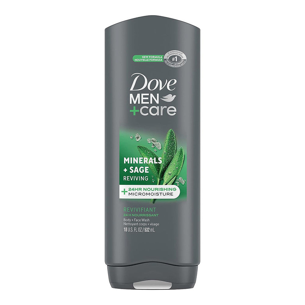 Dove Men Plus Care Reviving Body And Face Wash, Minerals and Sage, 18 Oz